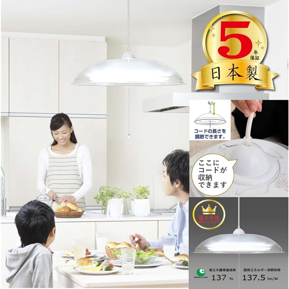 Takizumi [Energy saving, power saving, made in Japan, 5 year warranty] Energy saving industry top class LED pendant light ~8 tatami No construction required, easy installation, remote control included, pull switch included RVR86040