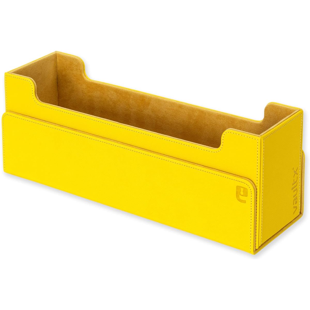 Vault X Exo-Tec Card Box 450+ Storage with Removable Magnetic Lid, Dividers and Foam Filler Deck Box Top Loader TCG/CCG Sports Card Organization (Yellow)