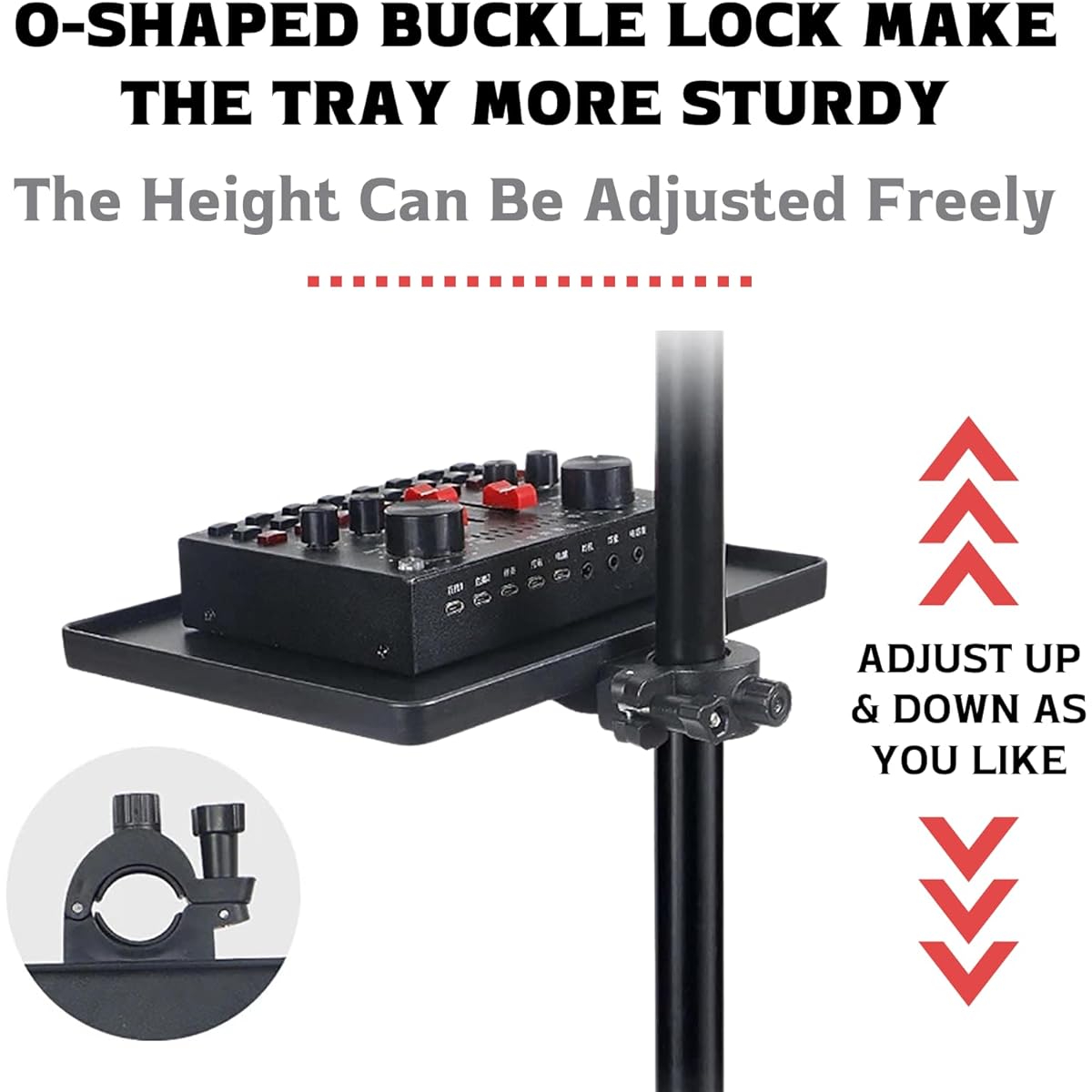 Universal Microphone Stand Tray Adjustable Microphone Stand Clamp-On Utility Shelf Rack Tray Holder for Music Sheets Live Streaming Concert Performance Karaoke Recording Music Stand Accessories