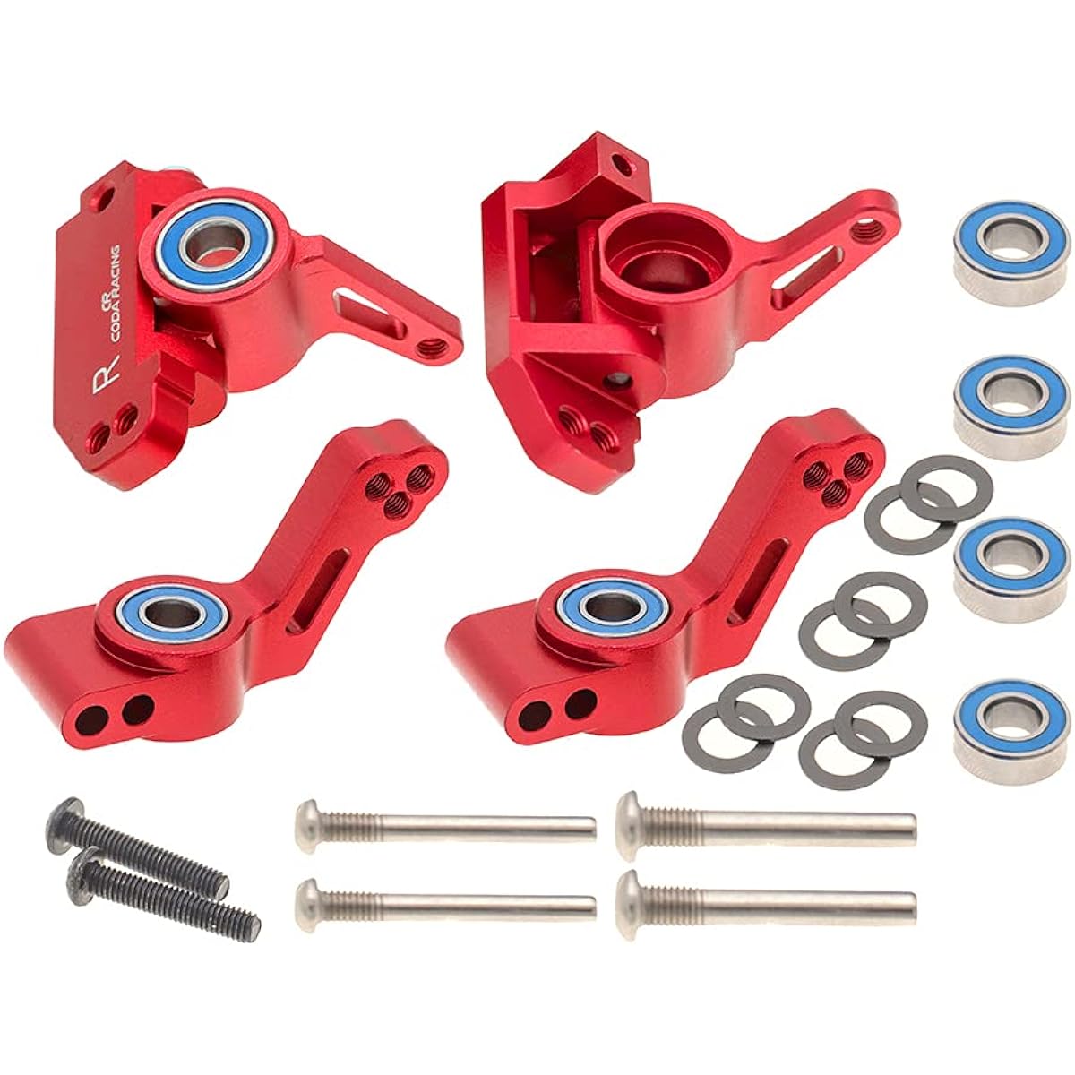 CODA RACING RC Alloy Caster Block & Steering Block & Rear Stub Axle Carrier for Traxxas 1/10 2WD Slash Stumped/Rustler/Nitro Slash, Replacement for Parts 3632 3736 3752