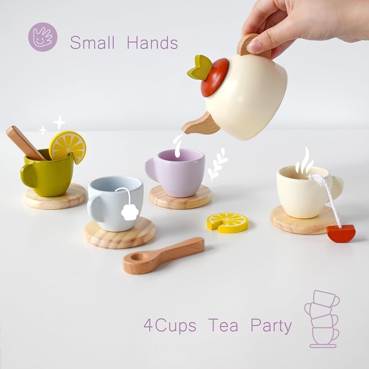 Piro whale wooden tea set