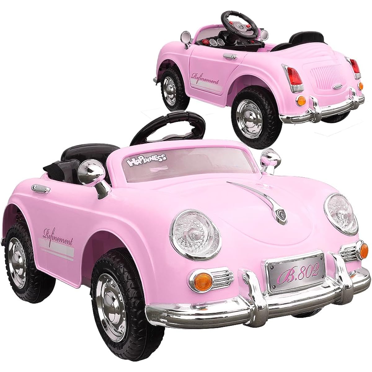 AIJYU TOYS Electric Ride-on Radio Controlled Toy, German Old Type, Shipped Complete, Kids Car [PB802] (Pink)