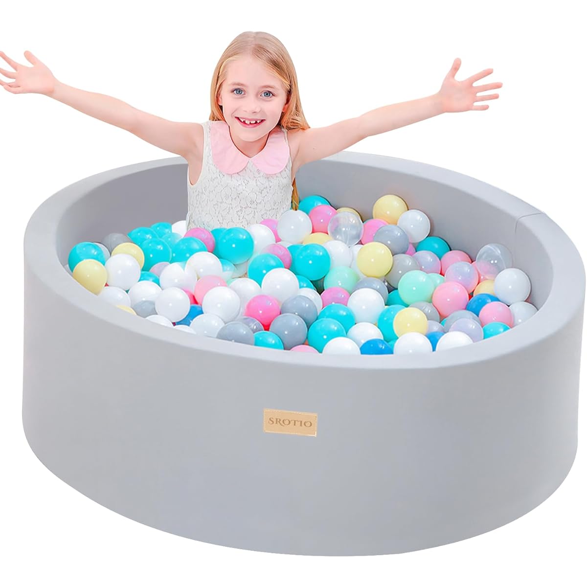 SROTIO Foam Ball Pit for Toddlers, 36 x 12 Inch, Toddler Ball Pit, Easy to Clean and Set Up, Memory Foam Baby Ball Pit, Ideal Gift for Kids, Removable Design, Hidden Zipper, No Balls