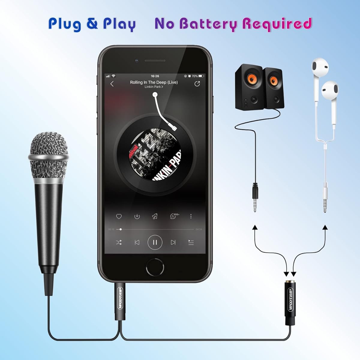 Wootrip [2pcs] Mini Karaoke Microphone Mini Voice Recording Microphone Portable Karaoke Microphone for Singing, Recording, Voice Recording (Black)