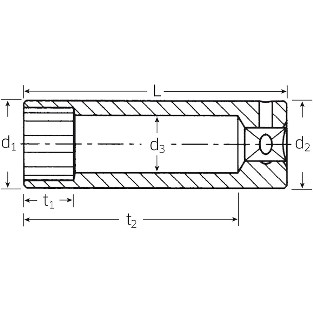 Stahlwille 40DL-13 (1/4SQ) Deep Socket (12 Square)
