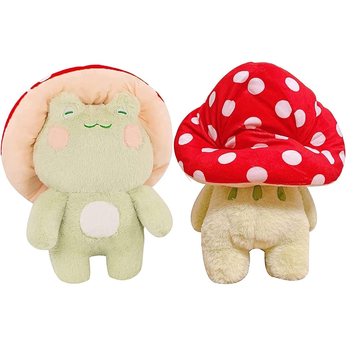 Frog Plush Toy, 17 Inch Cute Frog Pillow with Mushroom Hat, Stuffed Animal Plush Toy, Cute Plush Toy for Kids/Girls/Adults/Valentine/Birthday Gift (Light Green Red Hat)…