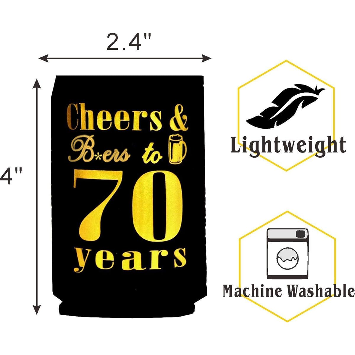 70th Birthday Decorations for Men - 70th Birthday Gifts - Custom Can Cooler and Sleeve Set - Perfect 70th Birthday Party Favors and Decorations
