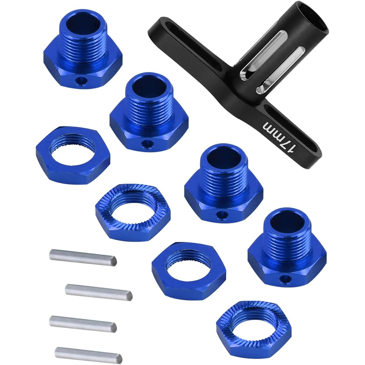 HopsupRC Upgrade Parts 1/8 Arrma Typhon 4x4 3S BLX 1/10 Arrma Big Rock v3 Aluminum Wheel Nuts & Wheel Hex & Spline Wheel Wrench Hop-up Navy Blue