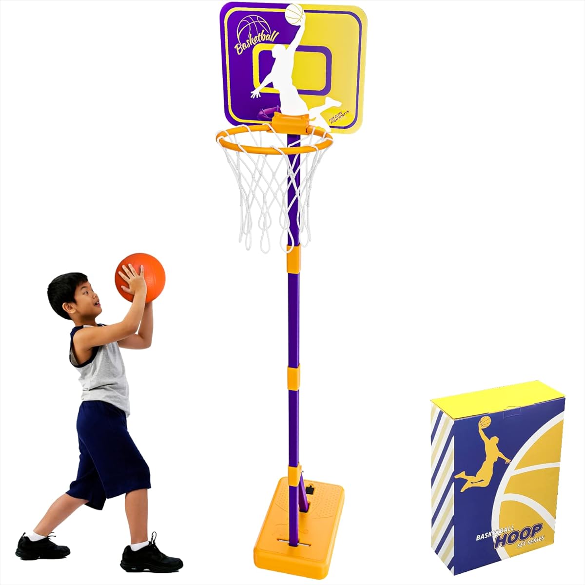 Basketball Hoop for Kids, Basketball Net for Kids, Indoor Basketball Hoop 3ft-6ft Height Adjustable Basketball Set, Basketball Hoop and Stand, with Ball and Air Pump
