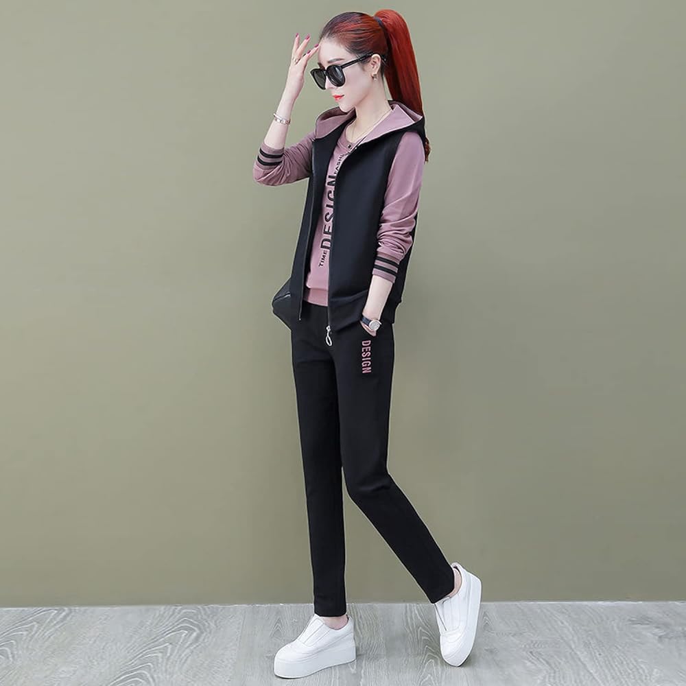 [Byuuu] Women's Setup, Large Size, Winter Parka, Jersey, Sports, Exercise, Jersey Top and Bottom Set, Sweatshirt, Long Sleeve, 3-Piece Set