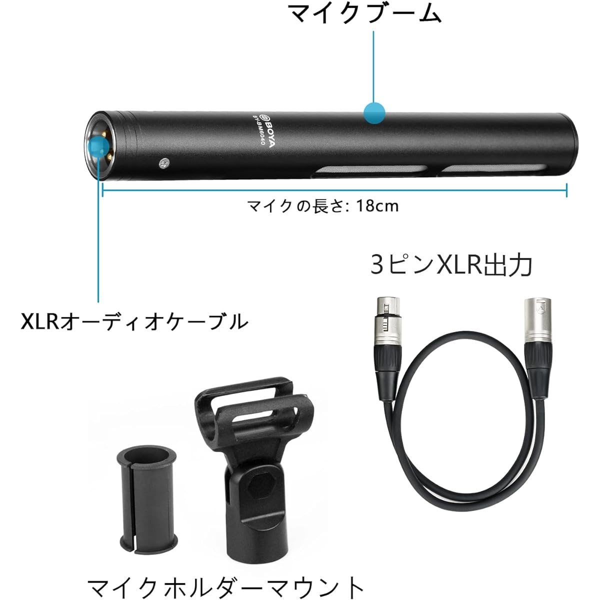 BOYA BY-BM6040 Unidirectional Condenser Microphone 12-48V External Phantom Power Wide Frequency Response 90Hz-20KHz 3-Pole XLR Robust Aluminum Alloy Construction Ideal for Broadcasting, Program Filming, Location, Documentaries, YouTube, TikTok