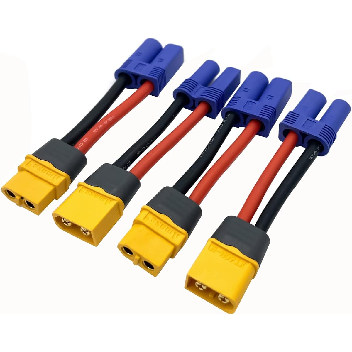 XT60 XT-60 XT60H Male Female Plug Connector EC5 Male Female Plug Connector Adapter Cable with 12AWG Silicone Cord 2 Pairs