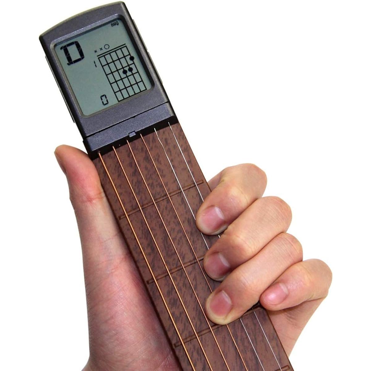 Pocket Guitar Chord Practice Tool, Portable Guitar Neck Trainer for Beginners with Rotatable Chord Chart Screen (Battery Included)