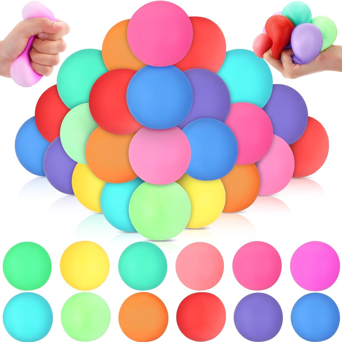 Syhood Stress Balls 96 Pack Squishy Balls Stretcher Anxiety Toys Stress Balls Bulk Stress Balls for Adults and Kids Sensory Fidget Toys Student/Classroom/Prize Box Toys