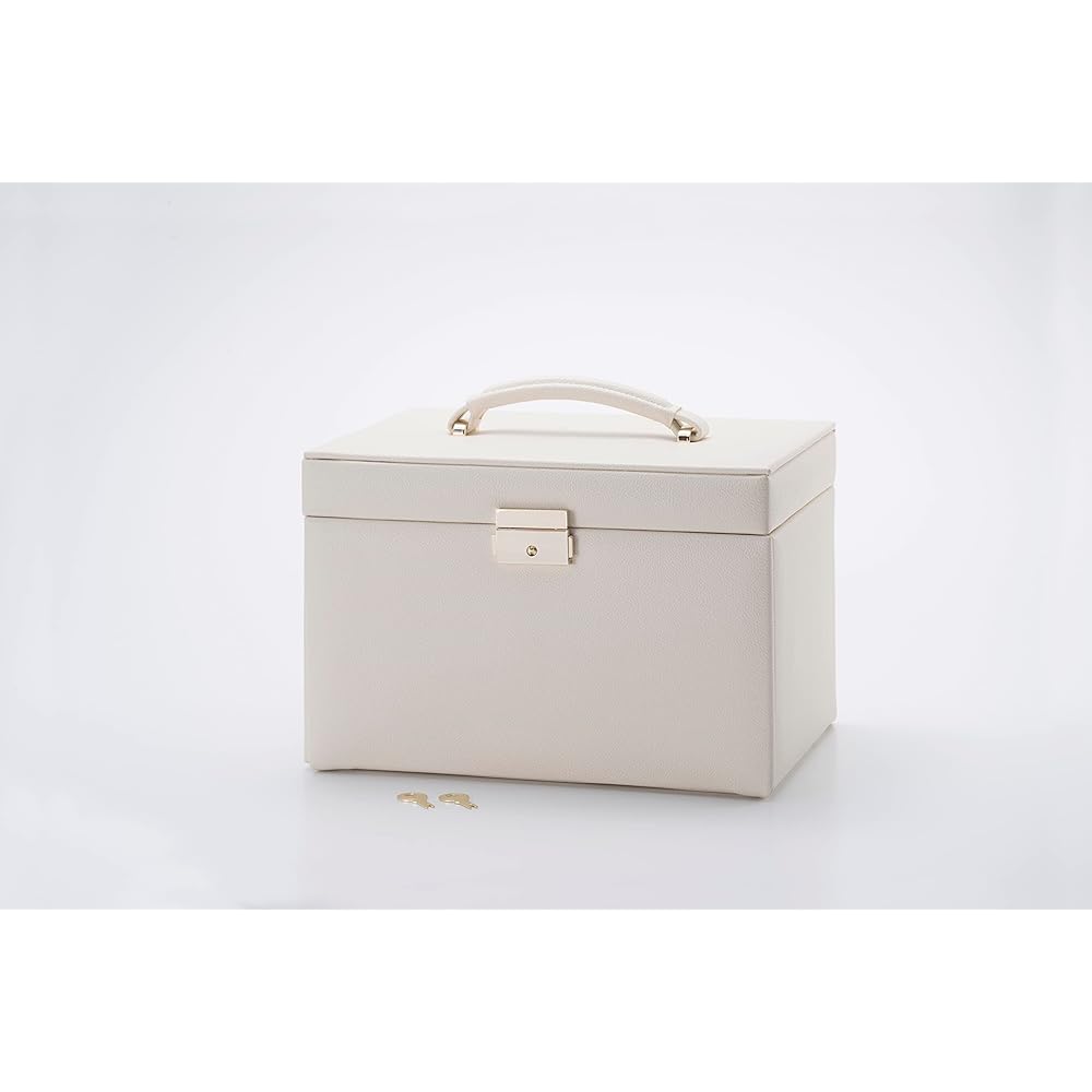 Ideal Service [Jewelry Box Pale White 20344] Jewelry Case Accessory Storage Storage Case Jewelry Necklace Earrings Ring Watch Storage Suede Style with Key