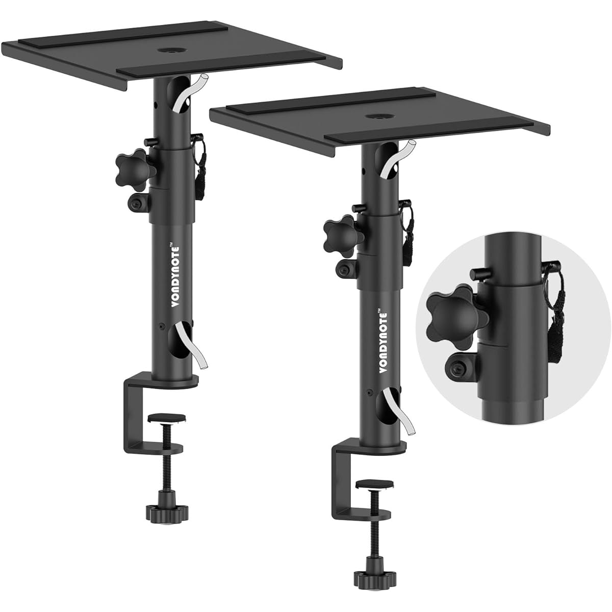 Vondynote Set of 2 Sturdy Studio Monitor Stands Desktop Clamps Speaker Stands with Cable Management Upgraded Metal Color
