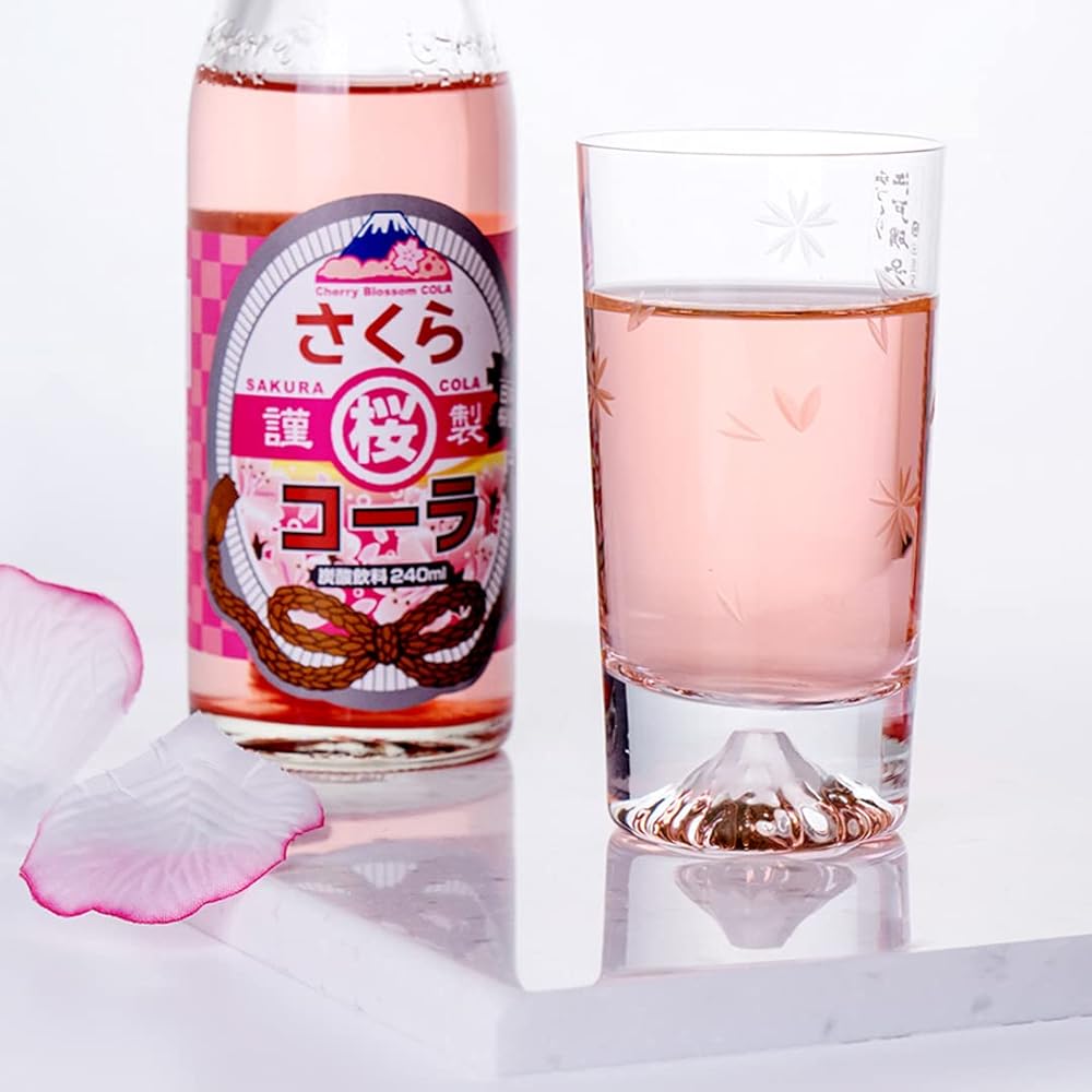 Fuji Glass, Tajima Glass, Mt. Fuji Mini Cherry Blossom Tumbler Glass, Sakura Kiriko Mini Souvenir Grand Prix, Edo Glass, Kiriko, Mt. Fuji Sea, Whiskey Glass, Rock Beer, Sake, Souvenir, Celebration,