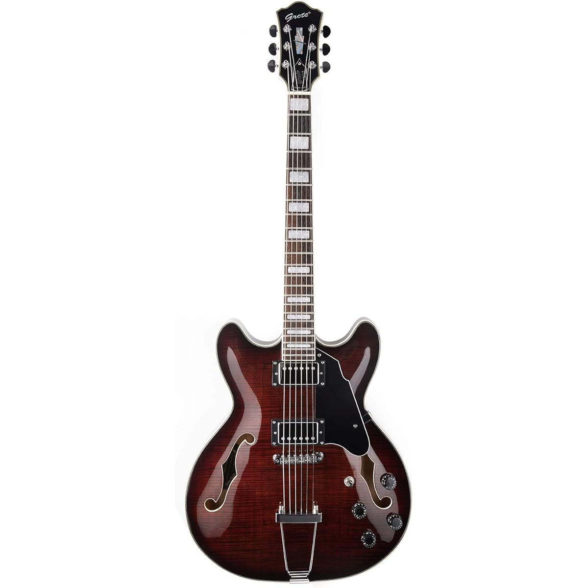 Electric Guitar NEW GROTE 335 style Jazz Electric Guitar Semi-Hollow Body (Brown)