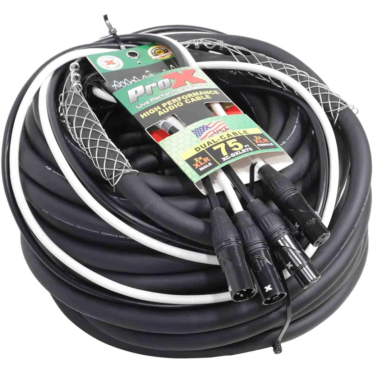 Prox XC-DXLR75 Balanced Dual XLR-M to Dual XLR-F High Performance Audio Cable - 75 Feet