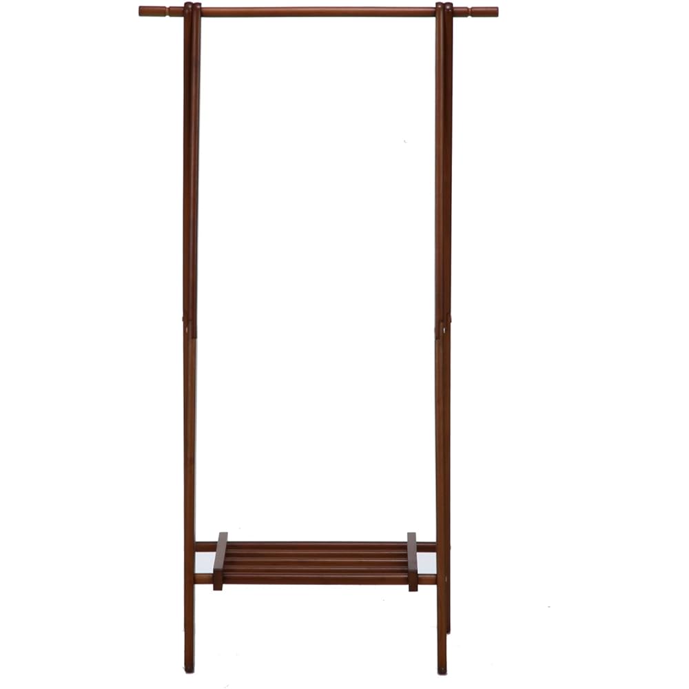 Fujiboeki Coat Hanger Hanger Rack Slim Wooden Width 80 x Depth 45 x Height 147.8 cm Brown With Shelf Entrance Storage Natural Wood 15192