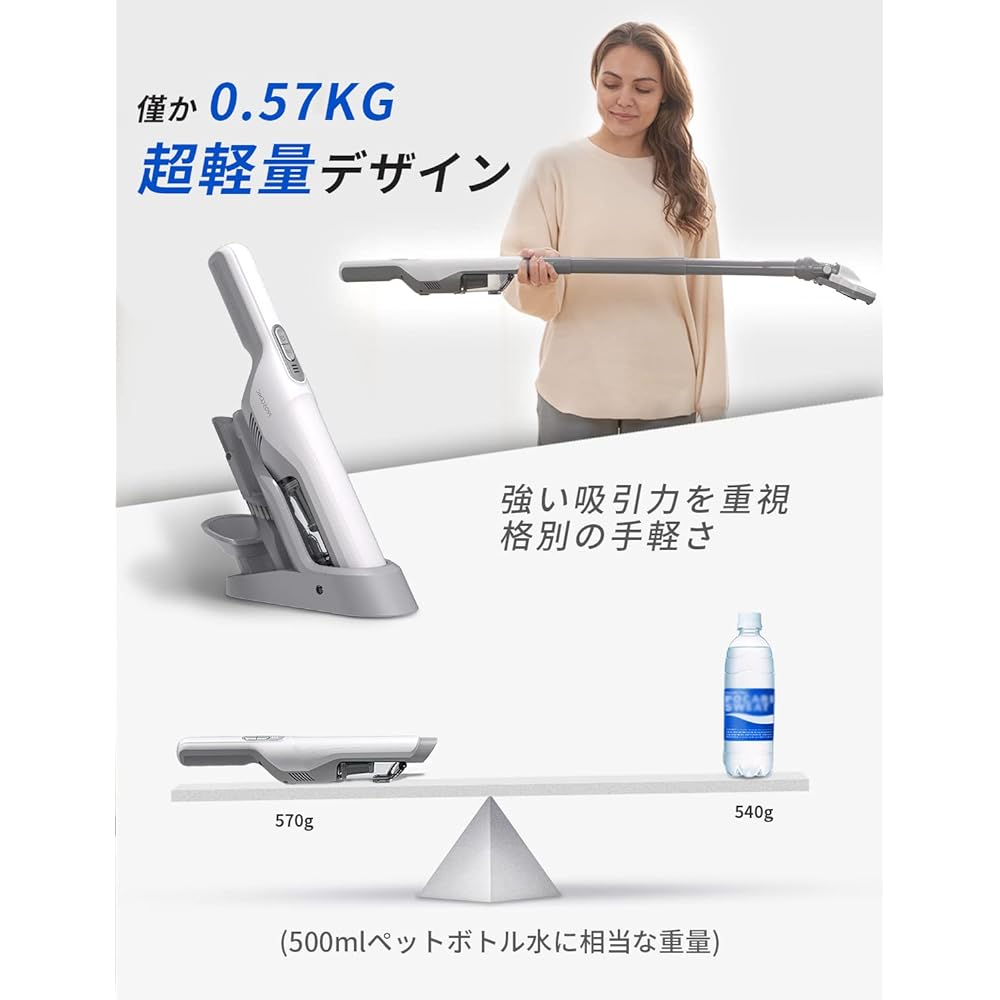 Vacuum Cleaner, Cordless & Lightweight 20,000 Kpa Strong Suction & 20,000 Kpa Vacuum Cleaner, 100W Vacuum Cleaner, Cyclone, Living Alone, 4-Way, Handy, Powerful, Charging Base Storage, PSE Certified,