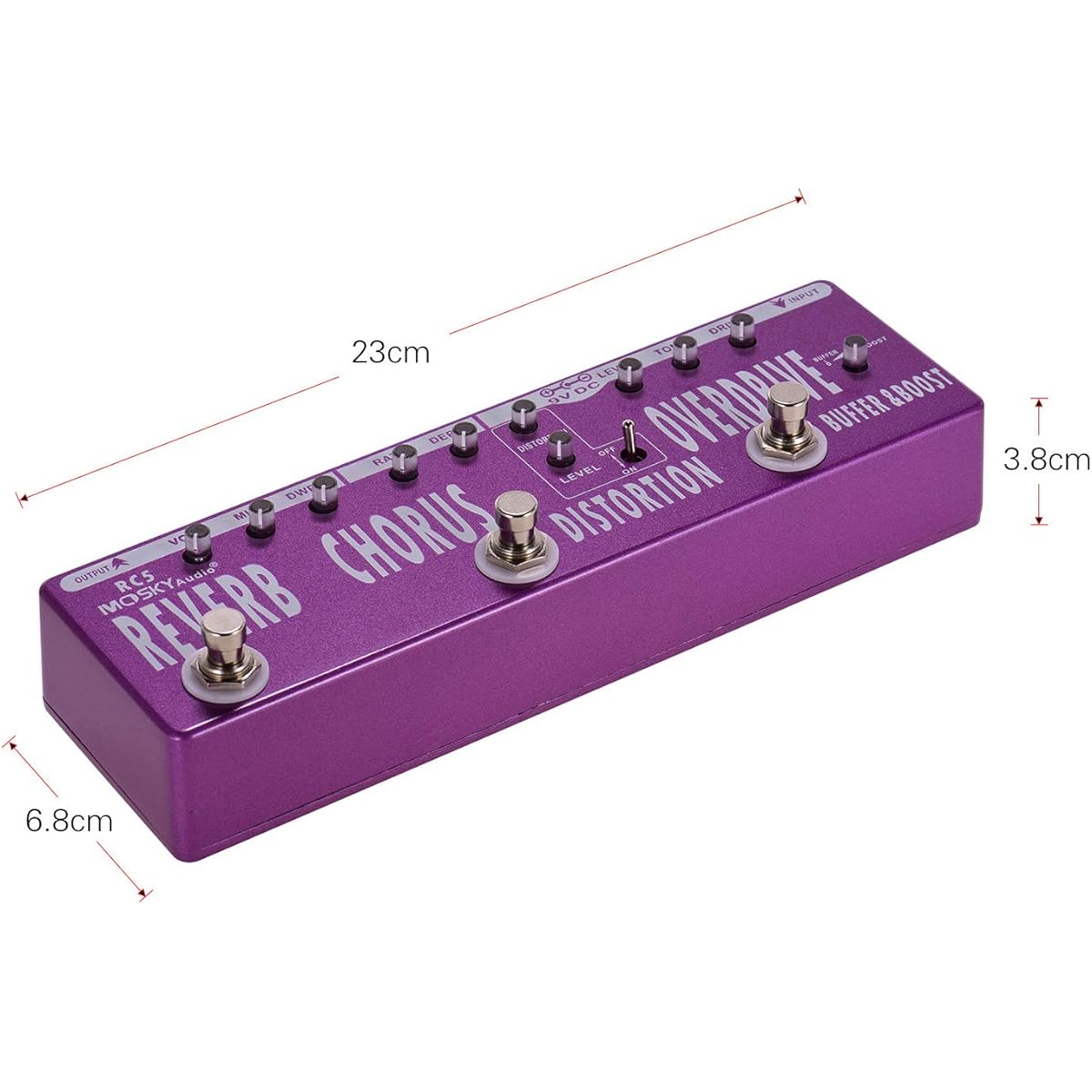 MOSKYAudio Multifunctional Guitar Effect Pedal 6 Effect Pedal 1 Unit Buffer + Booster + Overdrive + Distortion + Chorus + Reverb Effect (RC5)