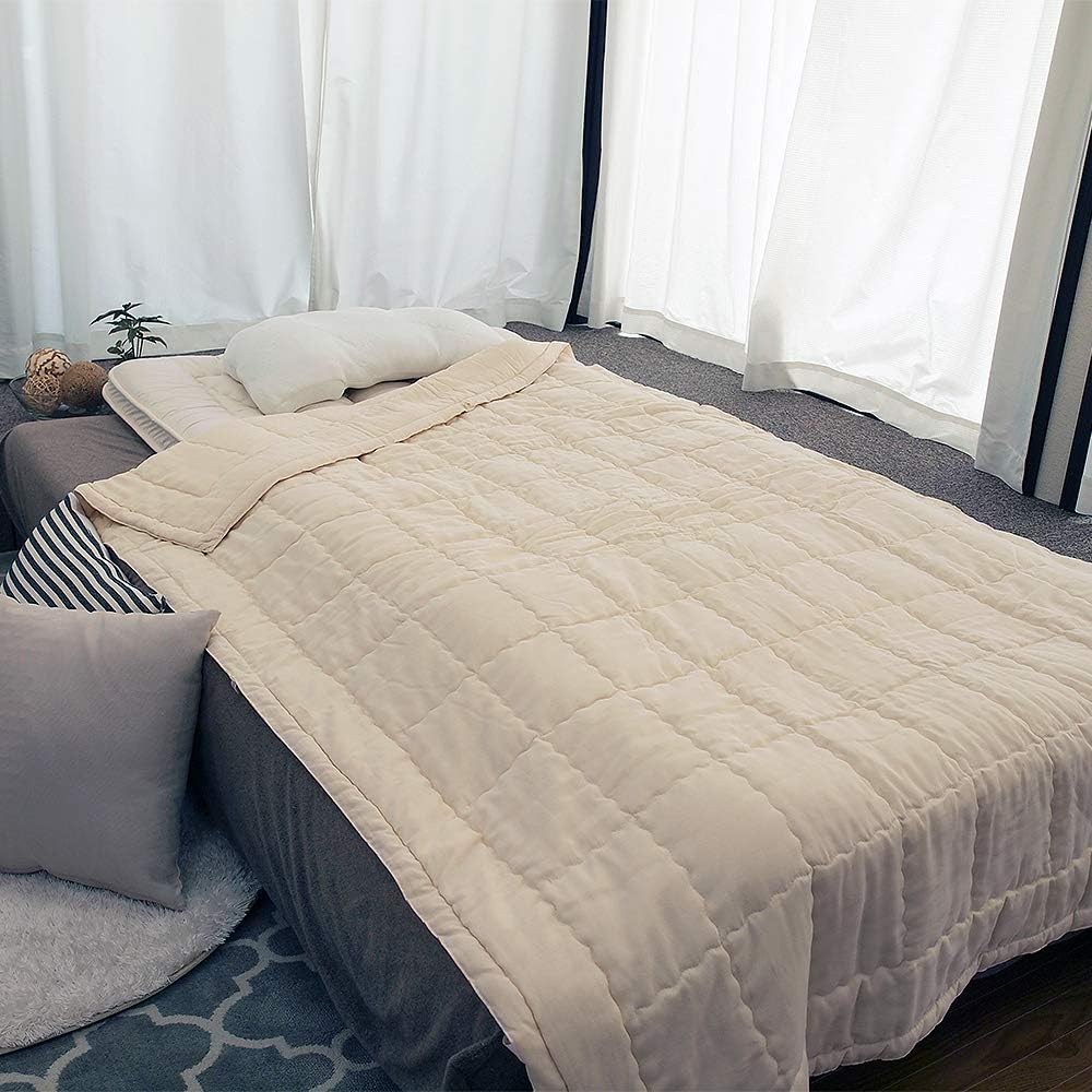 03BASIC Washable Thin Futon Japanese Double Gauze 100% Cotton SL (Single Long) Beige WCK021SL