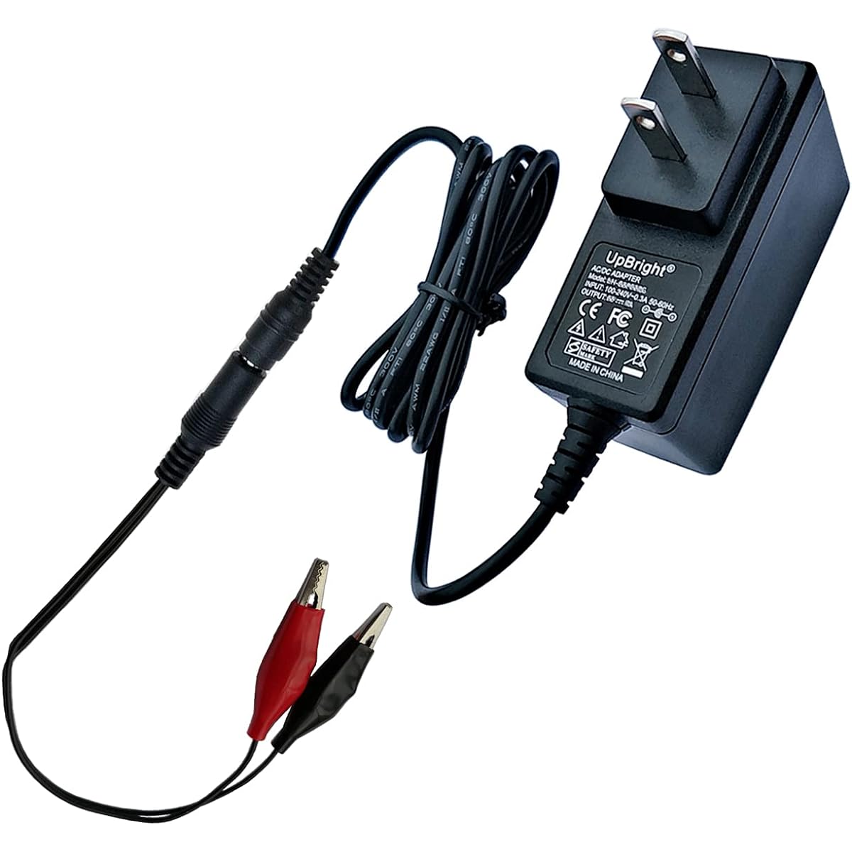 UpBright 12V AC/DC Adapter Alligator Clip Smart Charger PowerStar F120-010-W Peg Perego 12 Volt 1.2Ah 4Ah 5Ah 6Ah 7Ah 8Ah 9AH Sealed Lead Acid SLA Battery Power Cord Cable