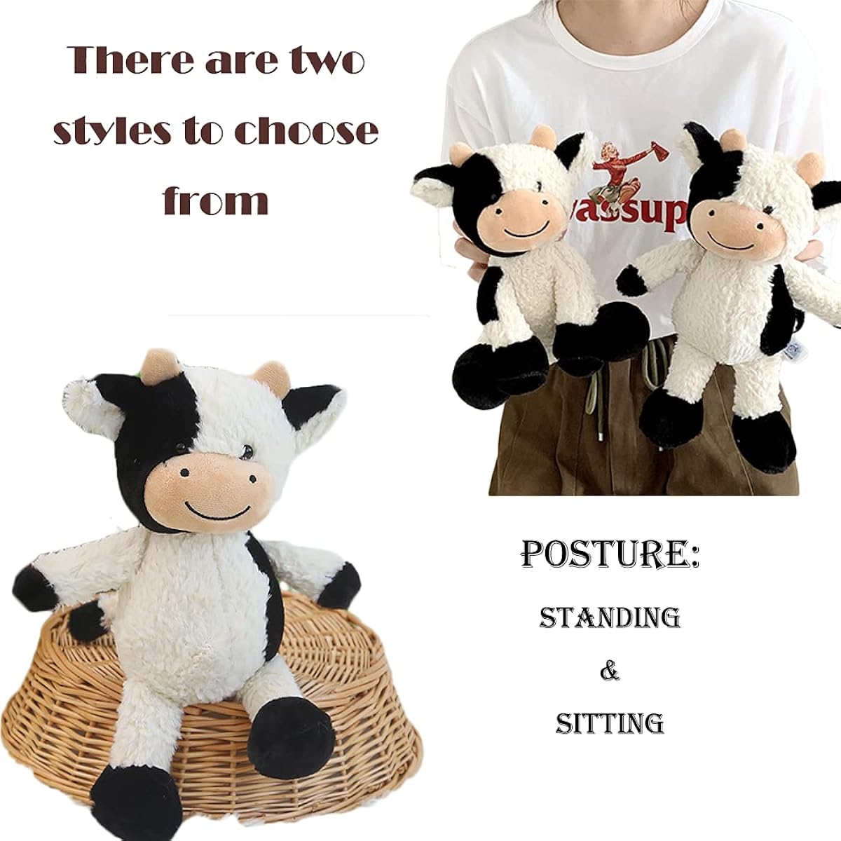 CHELEI2019 11.8" Cow Plush Toy Soft Huggable Cow Stuffed Animal for Kids