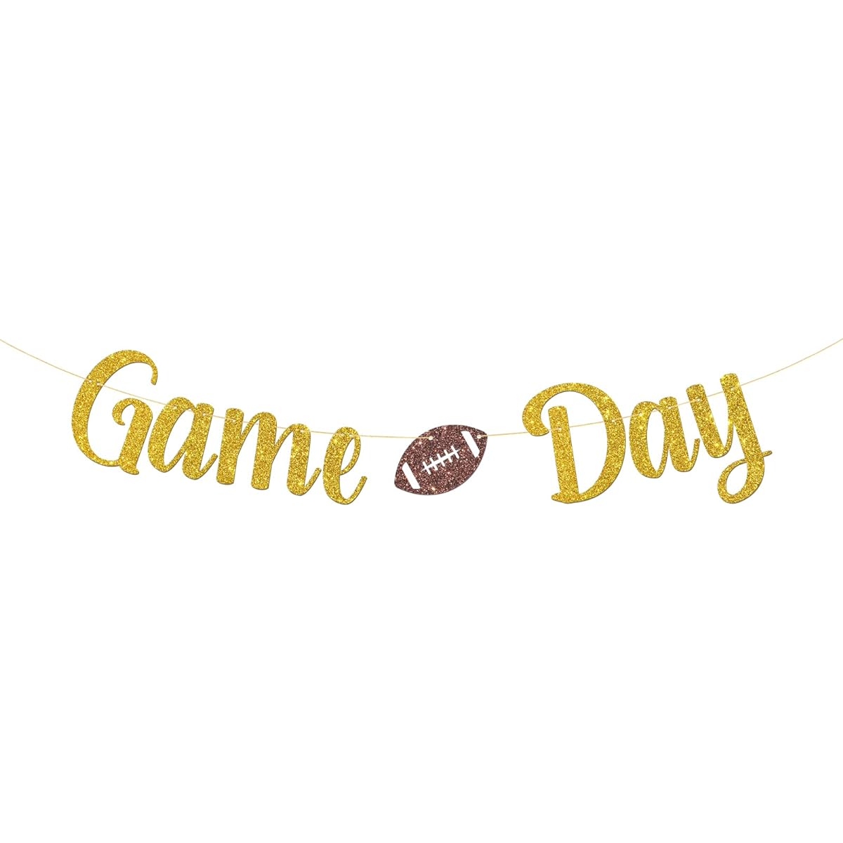 MonMon & Craft Game Day Banner / Football Theme Birthday Party Decorations for Boys Adults Girls Kids / Sports Signs / American Football Lovers Birthday Party Decorations Gold Glitter