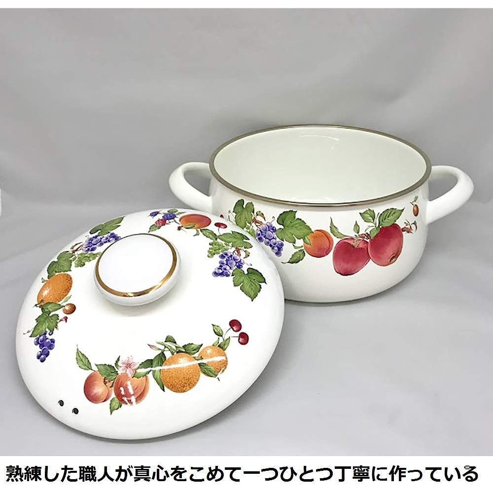 Fuji Enamel Two-Handed Pot 20cm Fruitus Collection 2 FTC-20W