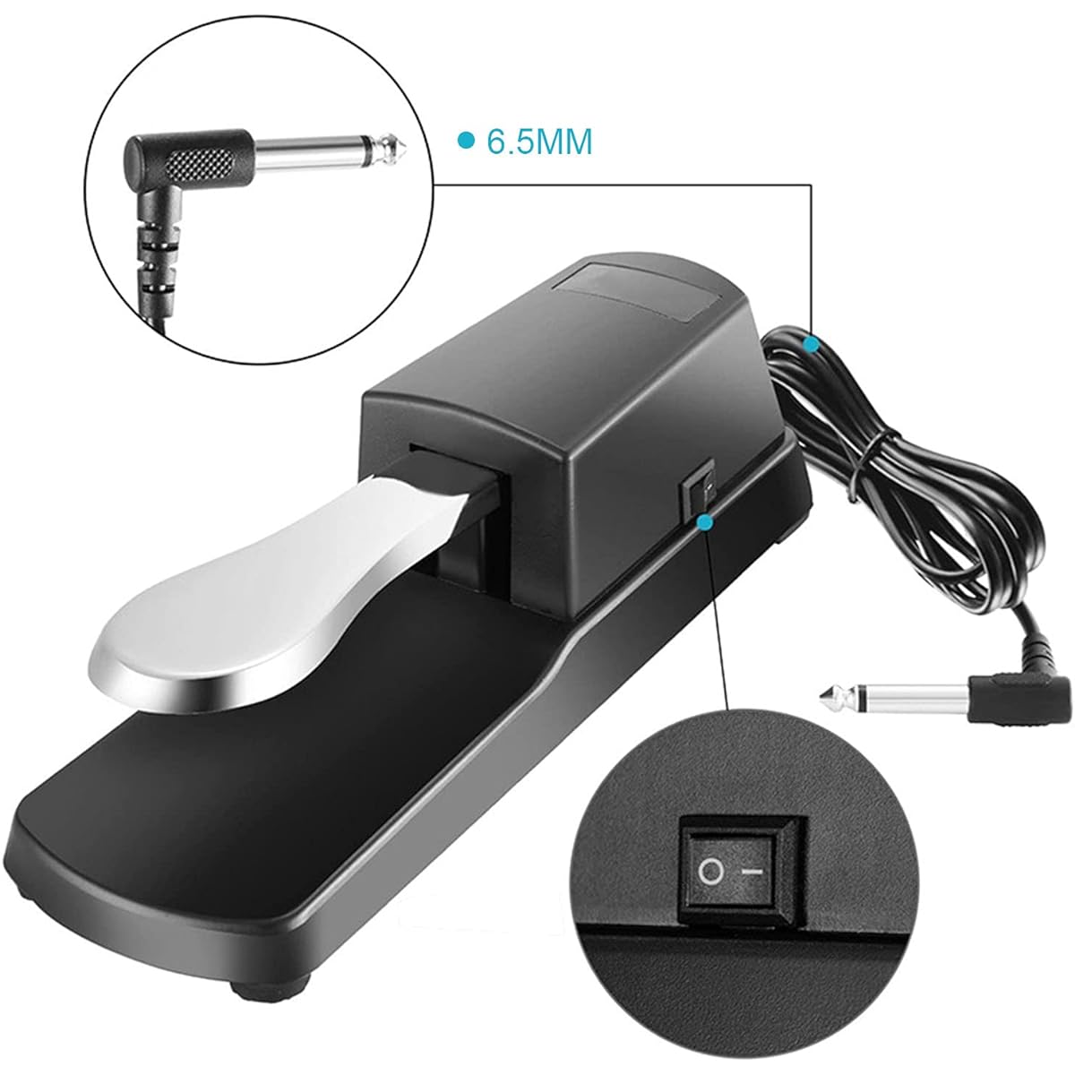 Sustain Pedal Professional Damper Foot Pedal Universal Piano Foot Pedal for Piano Midi Electronic Keyboard