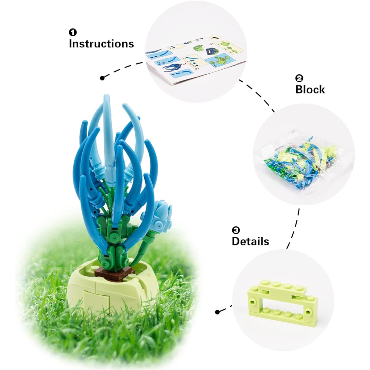 12pcs Succulent Decoration Building Kit Bonsai Wood Building Blocks Set Flower Bouquet Toy Kit Plant Collection Creative Building Projects for Home and Office Kids Party Birthday Favors