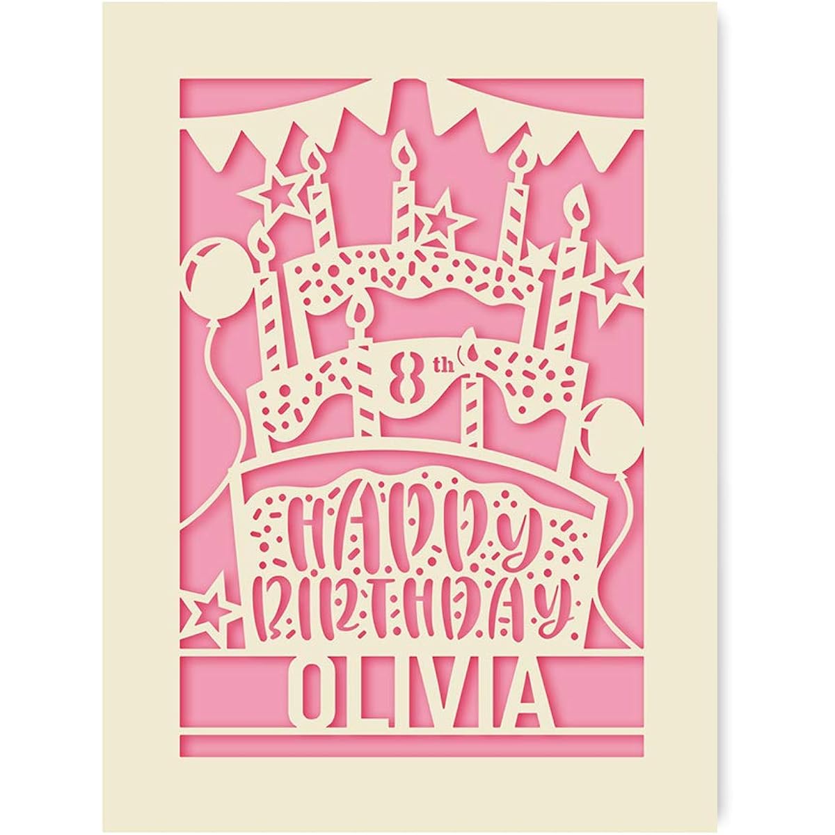 Personalized Birthday Card Custom Happy Birthday Gift for Her/Daughter/Kid/Son/Granddaughter/Friend/Girlfriend with Envelope 12th/13th/16th/21st/30th/40th/70th/(Pink)