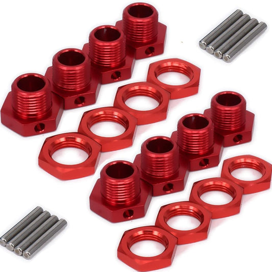 Aluminum 17mm Hex Wheel Nut Adapter for Arrma 6s BLX Infraction Limitless Mojave Typhopups Upgrade Parts 8pcs/Set (Red)