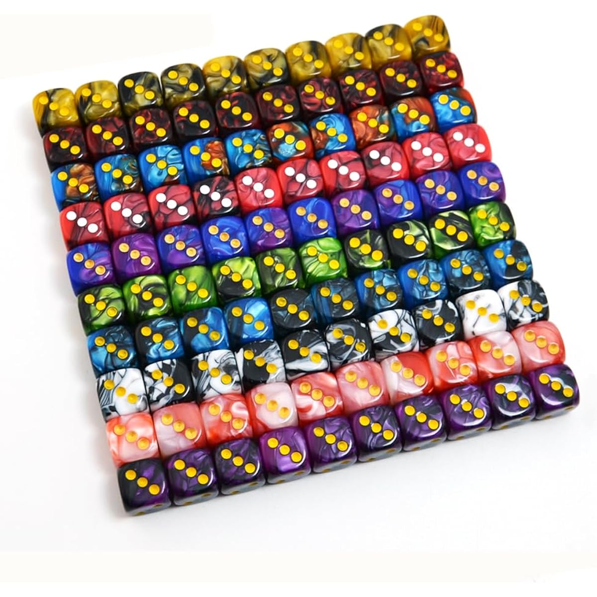 Smartdealspro 100-Pack Two Colour 12mm Round Angle Six Sided Dice Die with Free Pouch for Tenzi, Farkle, Yahtzee, Bunco or Teaching Math