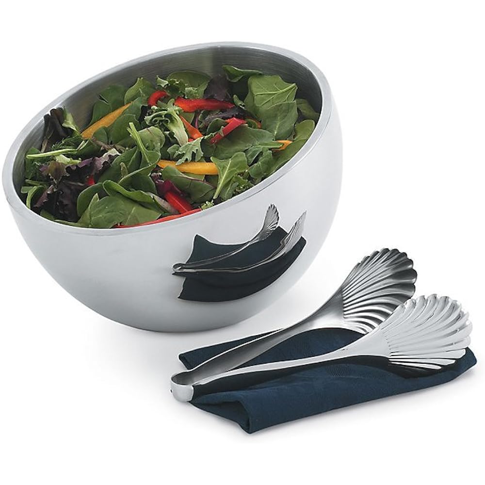 Stainless steel double salad bowl angle 3.5L 47652