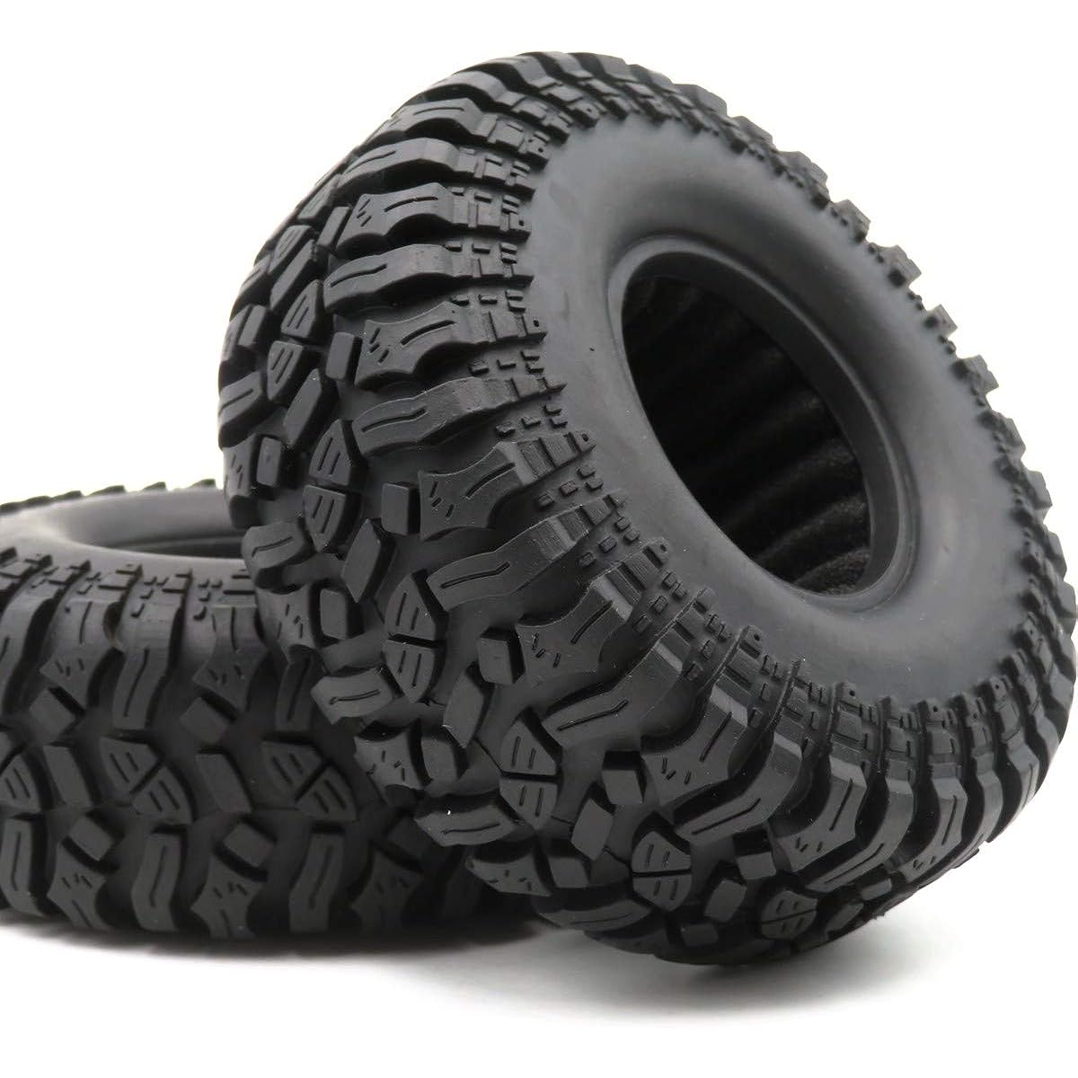hobbysoul RC 1.9 Crawler Mud Tires 114mm Height 1:10 Rock Crawler 1.9" Beadlock Wheel Rim 4pcs