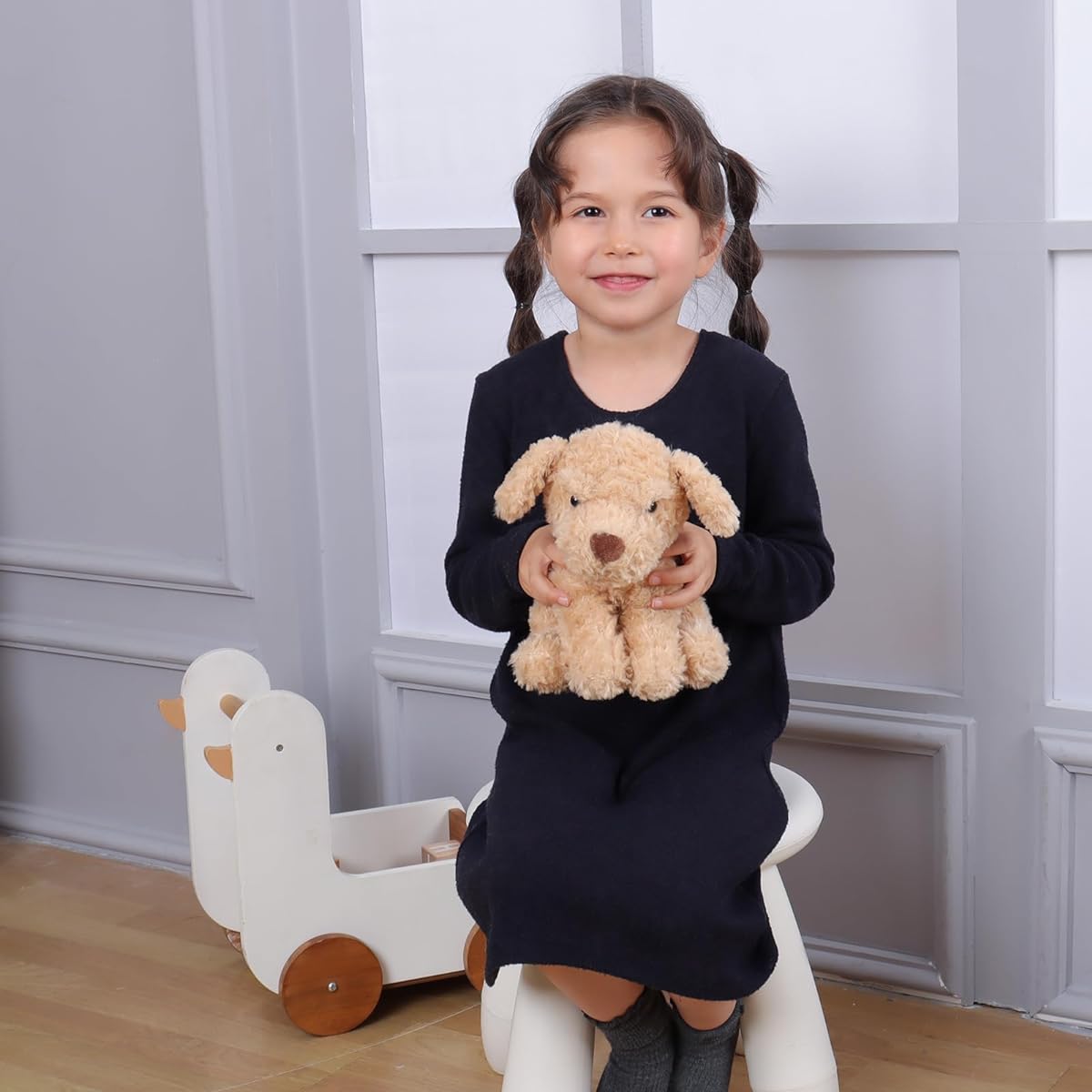 Apricot Lamb Dog Plush Toy, Fluffy and Cute, Sitting Height 20cm