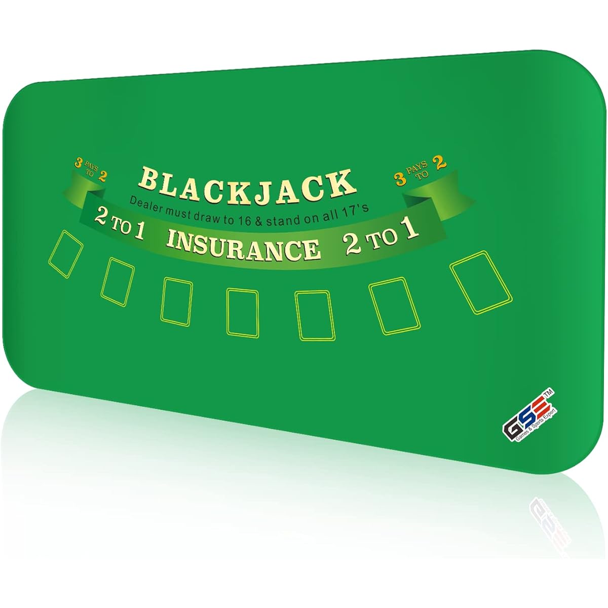 GSE 70" x 35" Portable Professional Casino Blackjack Tabletop Layout Mat with Carry Bag, Non-Slip Rubber Blackjack Layout Table Top Cover for Parties, Home Entertainment, Poker Game Night