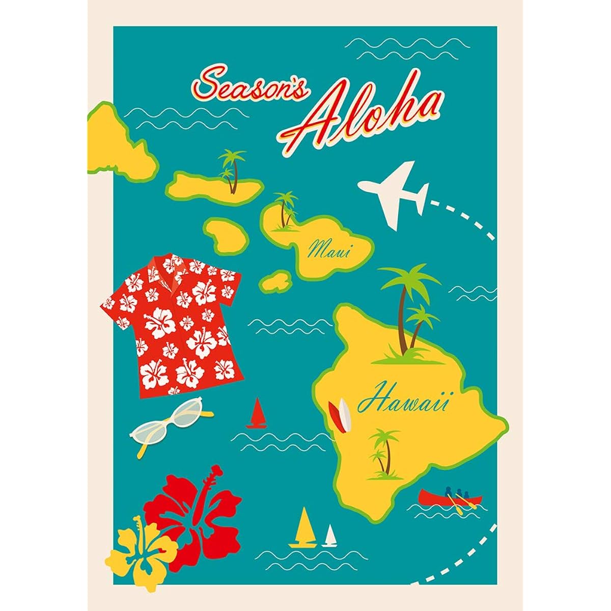 Pacifica Island Art Hawaiian Christmas Card Set (12) Seasonal Aloha Island