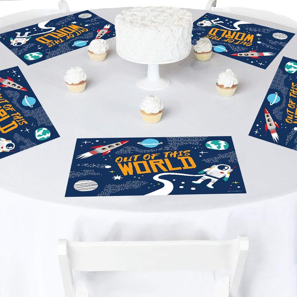 Blast Off to Outer Space Party Table Decorations Rocket Ship Baby Shower Birthday Party Placemats Set of 12