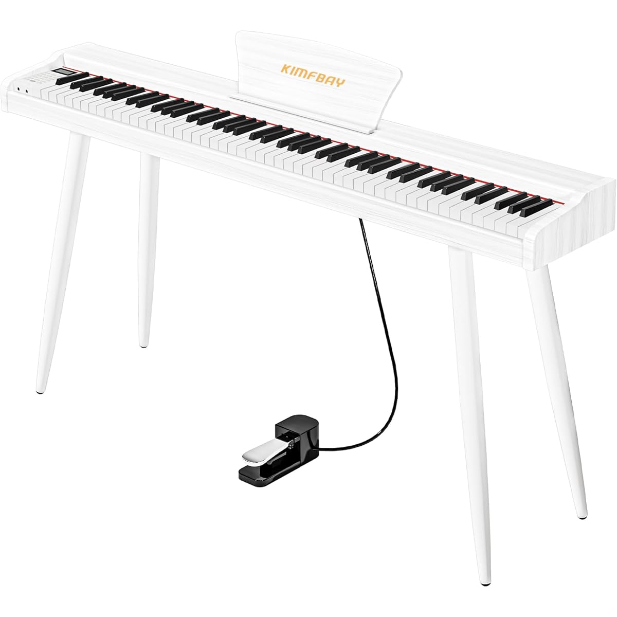 KIMFBAY Digital Piano, 88 Keys, Wooden, Electronic Piano, 88 Keys, Digital Piano, Beginners, Children, MIDI Compatible, Pedal Included, Stand, Adapter Included, Japanese Instruction Manual, White
