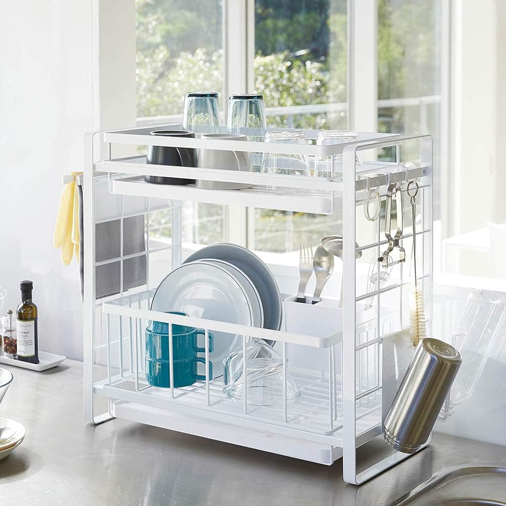 Yamazaki Jitsugyo 4362 Over Sink Telescoping System Rack Drainer Rebasket L White Approx. W42.5XD23XH17.5cm Tower Can be combined freely Storage Rack Storage Tool Easy Installation 4362