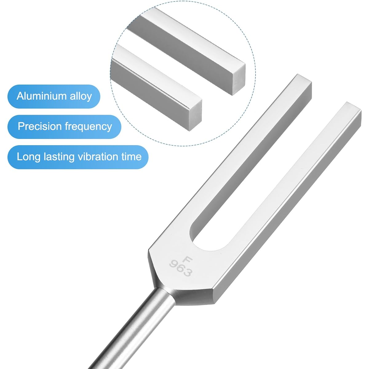 MECCANIXITY Tuning Fork Set 9 Pieces Tuning Fork Aluminum Alloy Musical Instrument Treatment Yoga Sound Test Tuning Fork Tool Set Violin Guitar Tuner Device Silver with Rubber Mallet and Bag