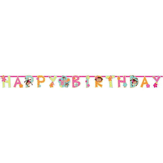 Amscan Sweet Monkey Love Customizable add-an-age Jumbo Birthday Party Letter Banner Decorations (1 piece), 10 1/2' x 10 inches, Multicolor