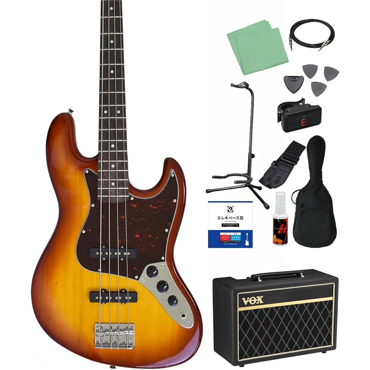 Photogenic JB-240 DCS Bass Beginner 12-piece Set [With VOX Amplifier] Jazz Bass Type Photogenic