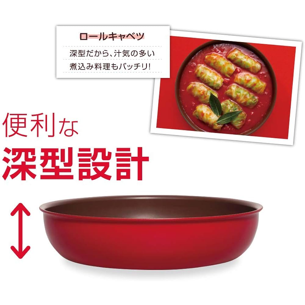 Thermos frying pan with removable handle, red, 6-piece set, IH compatible, KFA-SET6 R