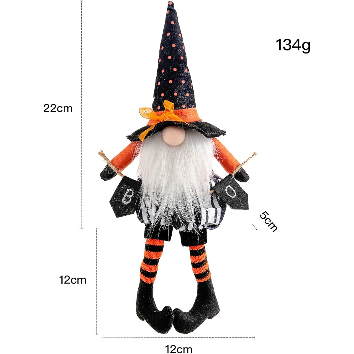 Halloween Gnome Plush Toy Set of 2 Handmade Witch Swedish Tomte Gnome Nordic Ornament Elf Dwarf Home Halloween Party Table Decoration Kids Gift (G)