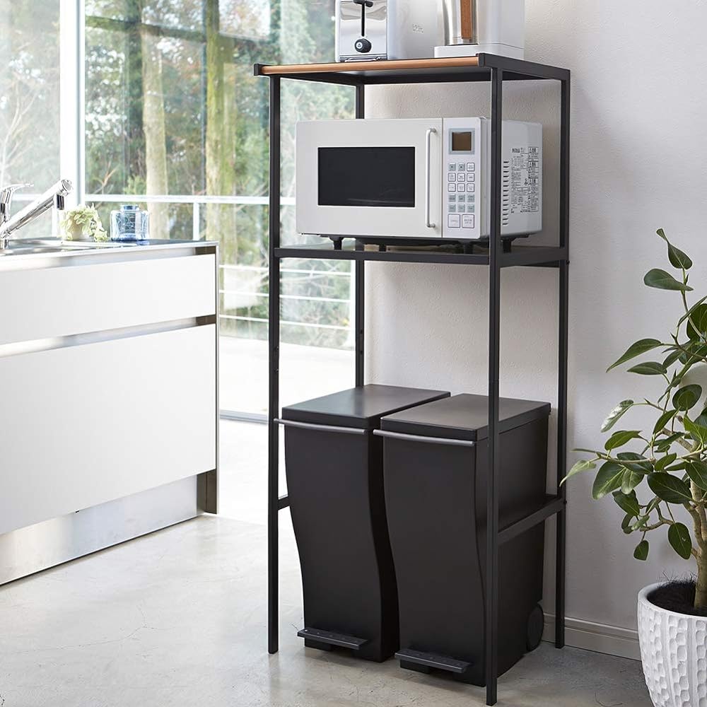 Yamazaki Jitsugyo Trash Top Rack Black Approx. W55XD45XH130cm Tower Kitchen Rack 2860